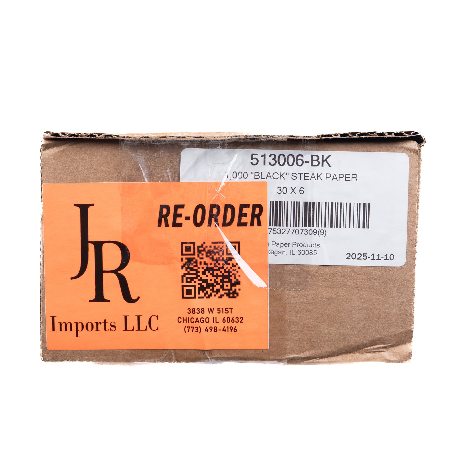 Brown Paper Goods Black Steak Paper 6X30/ 1000 sheets 513006-BK