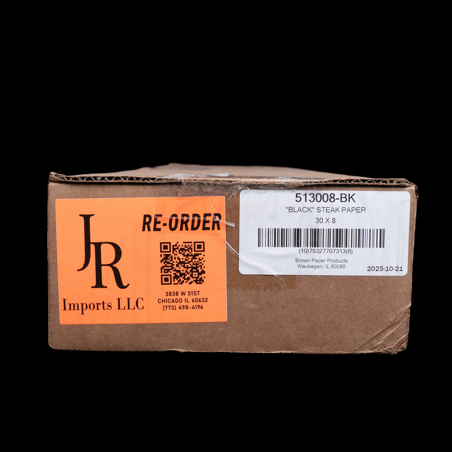 Brown Paper Goods Black Steak Paper 8X30 / 1000 sheets 513008-BK