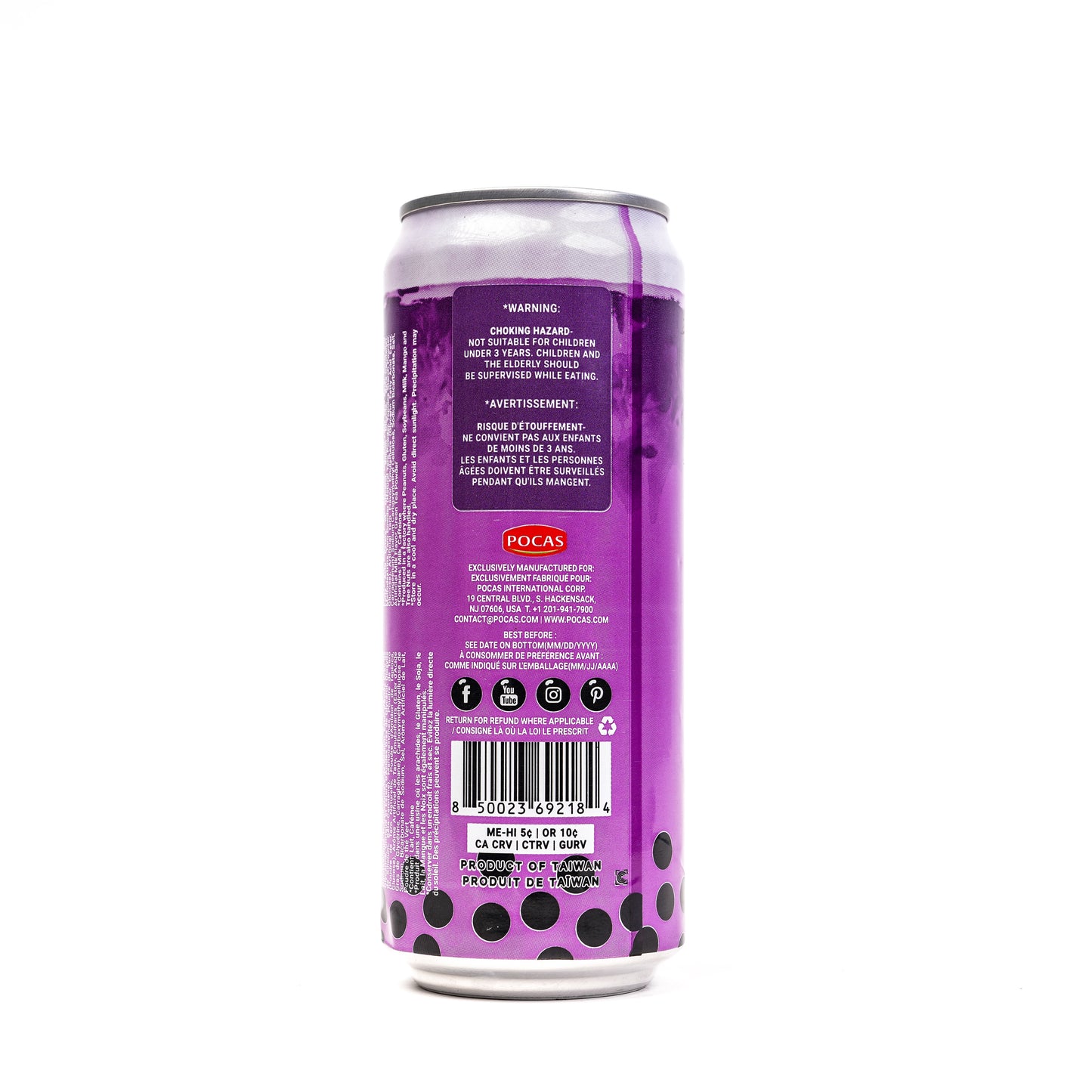 POCAS Bubble Tea Taro Tapioca Pearls 24/490ml