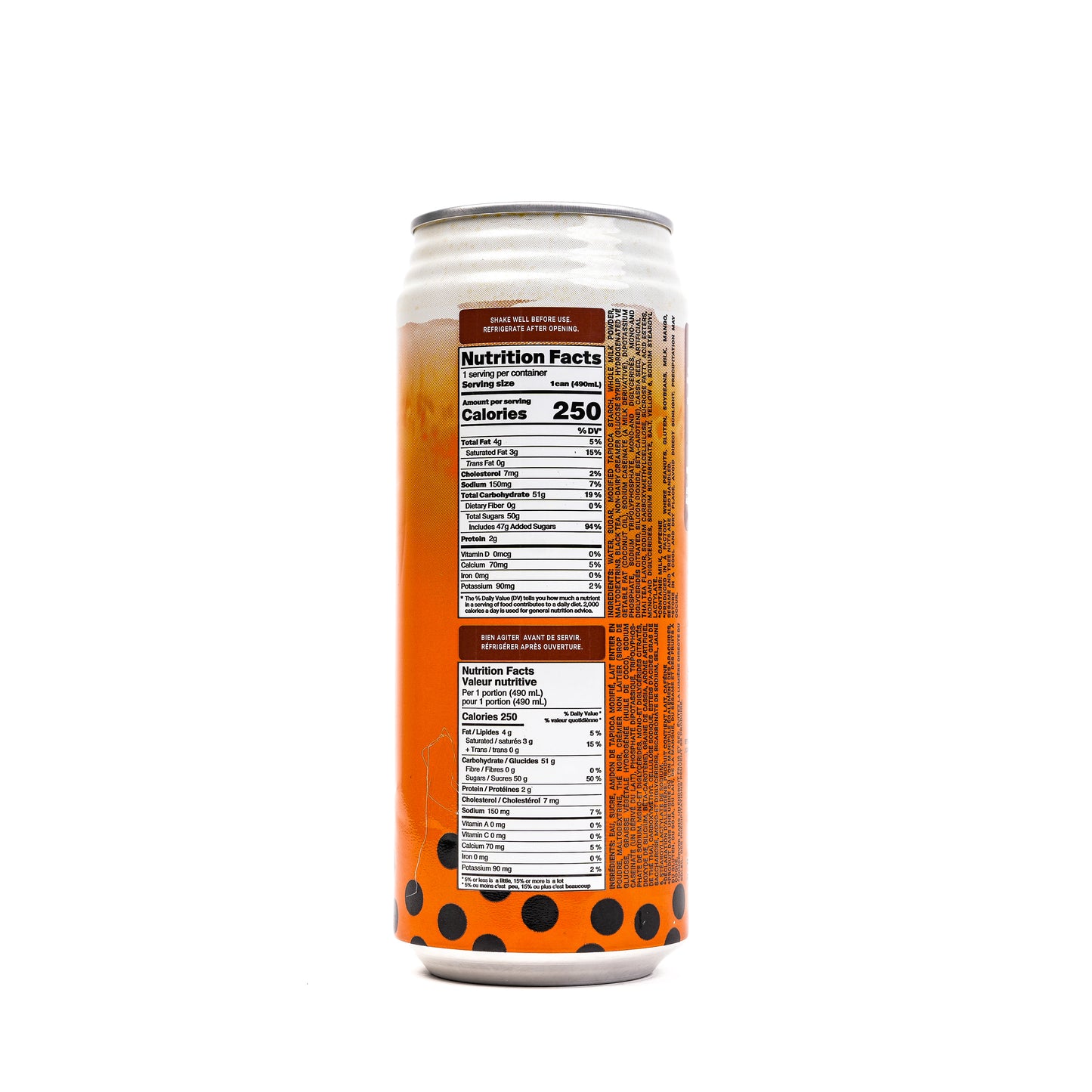 POCAS Bubble Tea Thai Tea Tapioca Pearls 24/490ml