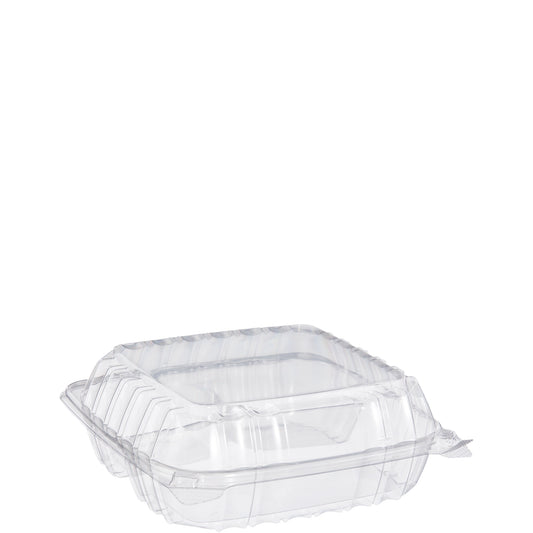 Dart 8.3in Square Plastic 3-Compartment Food Container Clear C90PST3
