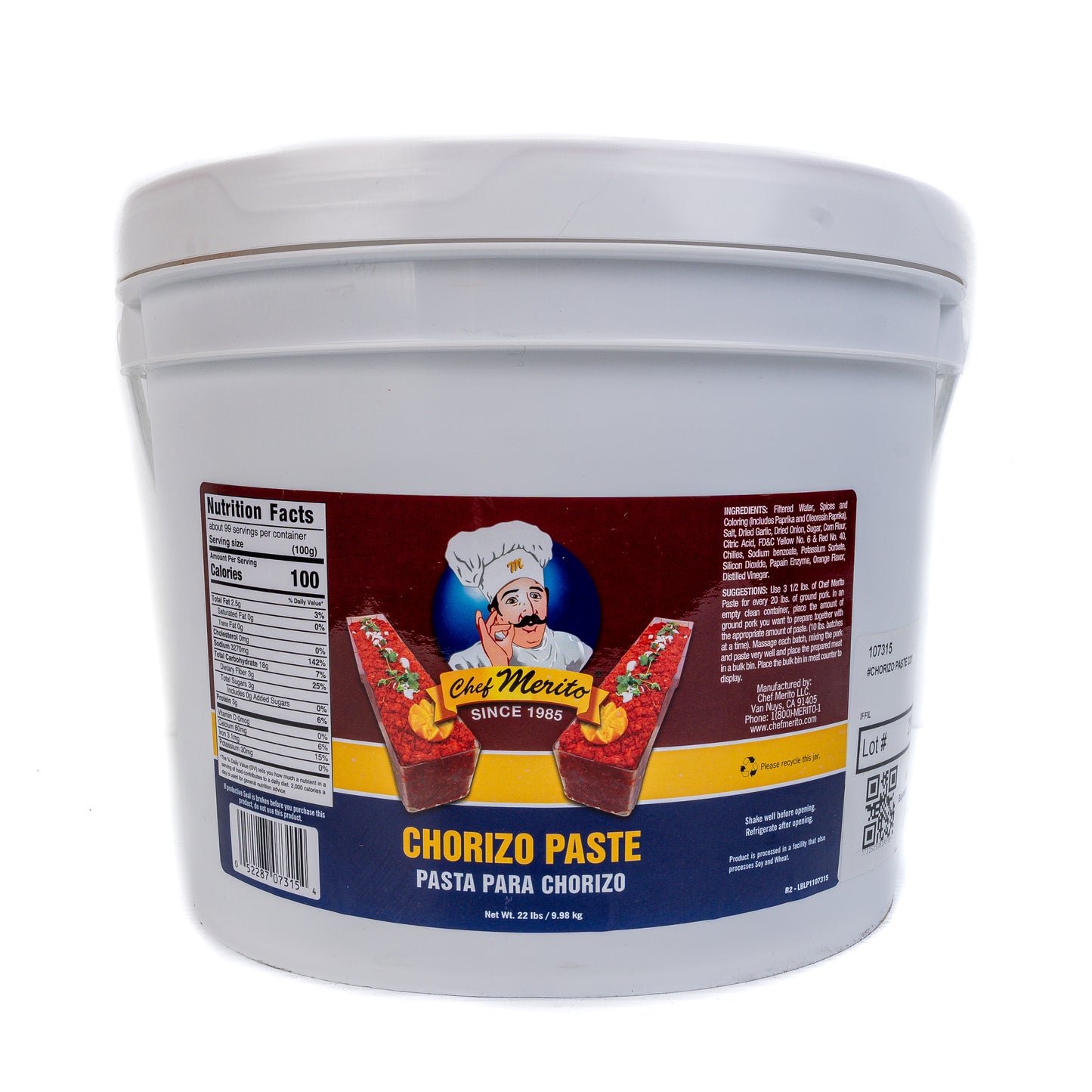 Chef Merito Chorizo Paste 22lbs