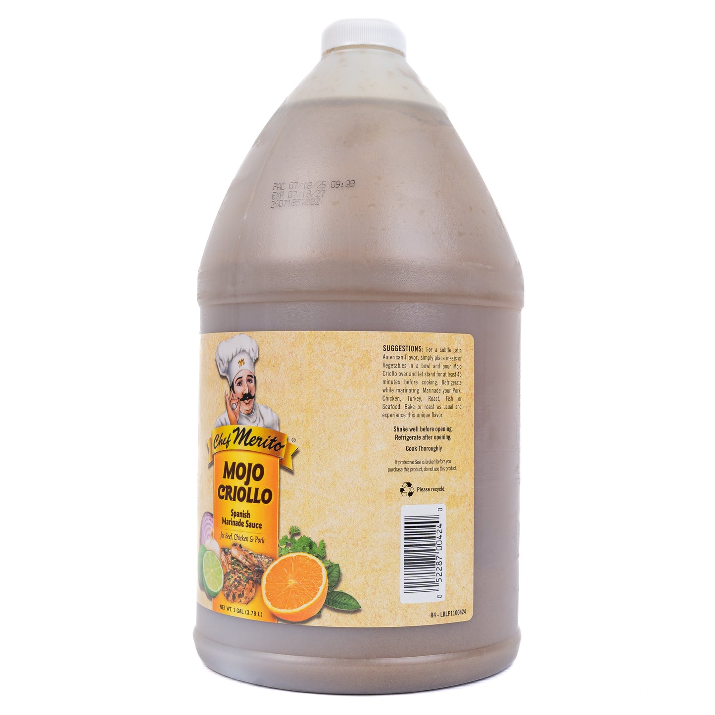 Chef Merito Mojo Criollo Spanish Marinade for Beef, Chicken, Pork 4/1 Gal