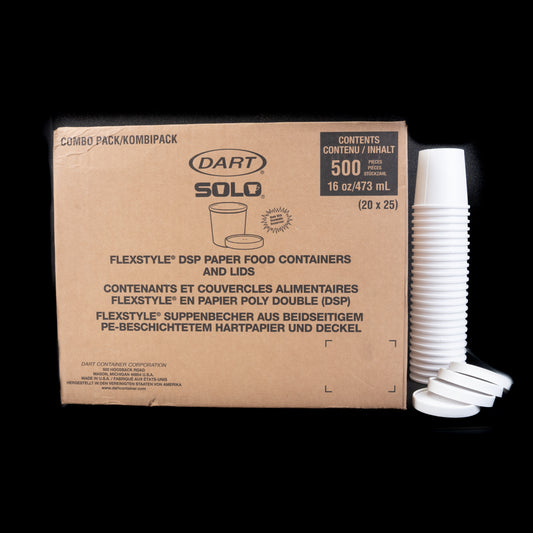Dart 16 OZ Flexstyle DSP Paper Food Containers And Lids 500pcs
