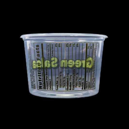 Deli Container Green Salsa Print Placon Clear 16 oz 500