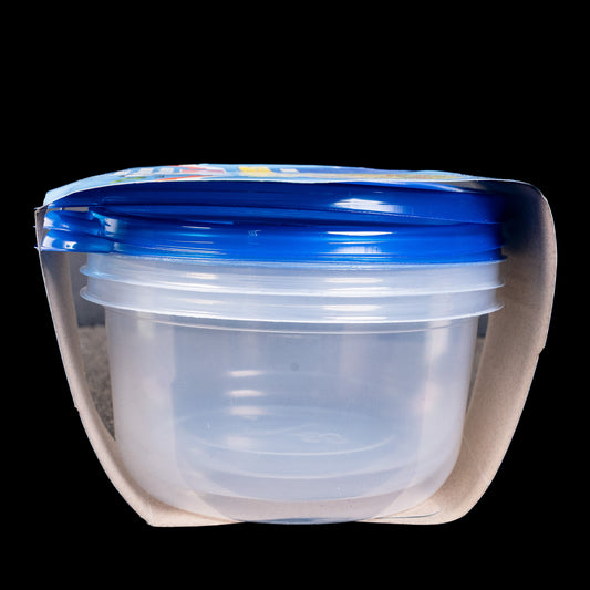 Plastic Food Round Containers 3pk Tuppers Round Azul