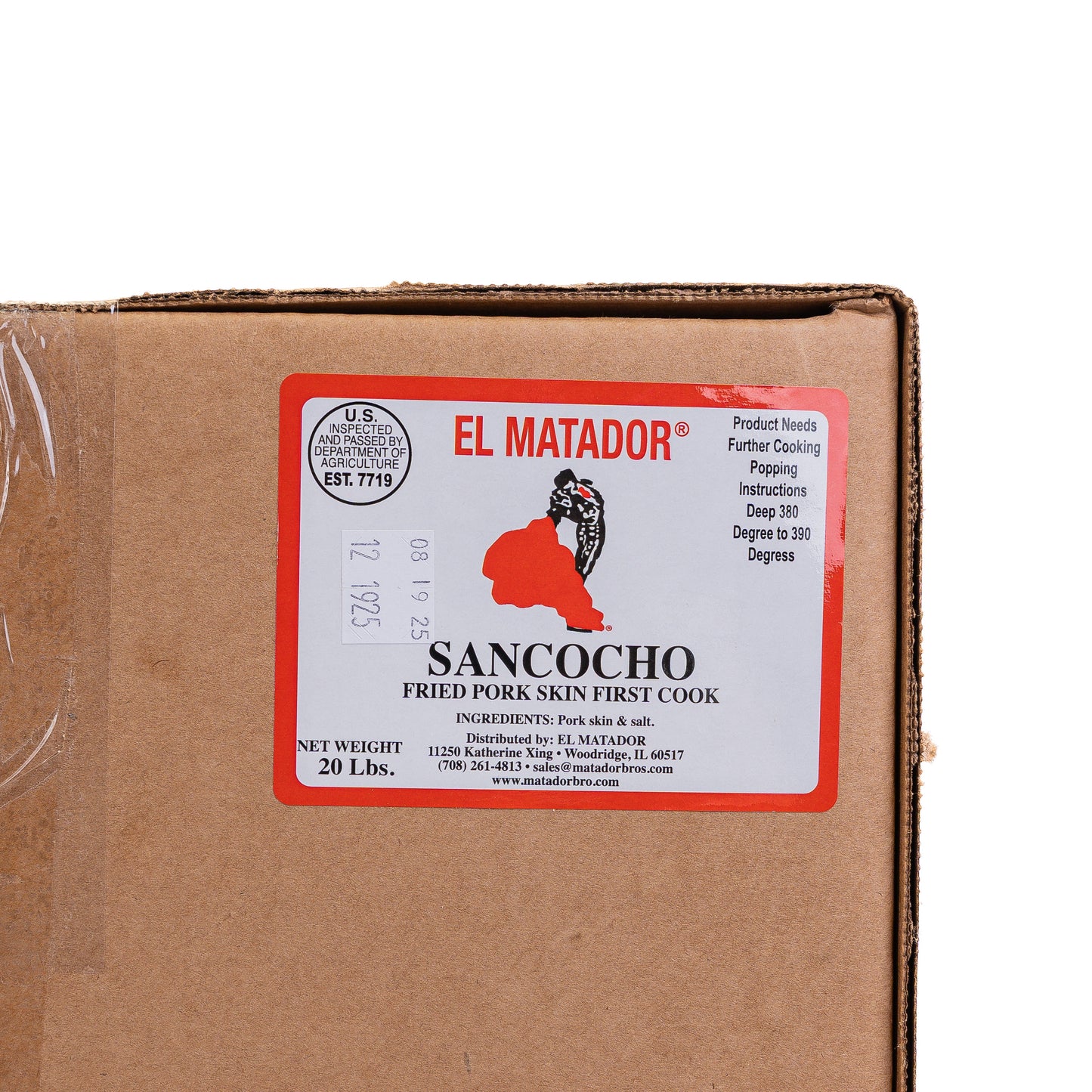 El Matador Sancocho Fried Pork Skin First Cook 20 lbs