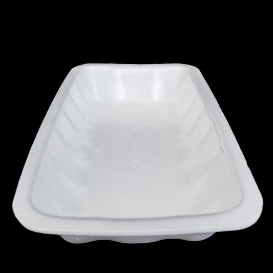 Foam Meat Tray White 10K 10 3/8" x 5 5/8" x 2" - 250/Case