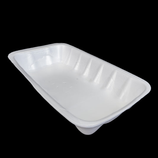 Foam Meat Tray White 10K 10 3/8" x 5 5/8" x 2" - 250/Case