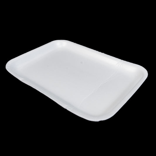 Foam Meat Tray White 2s 8 1/4" x 5 3/4" x 1/2" - 500/Case