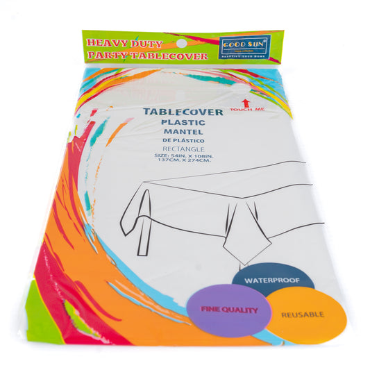 Good Sun White Party Plastic Tablecover 54"x108" 48/CT