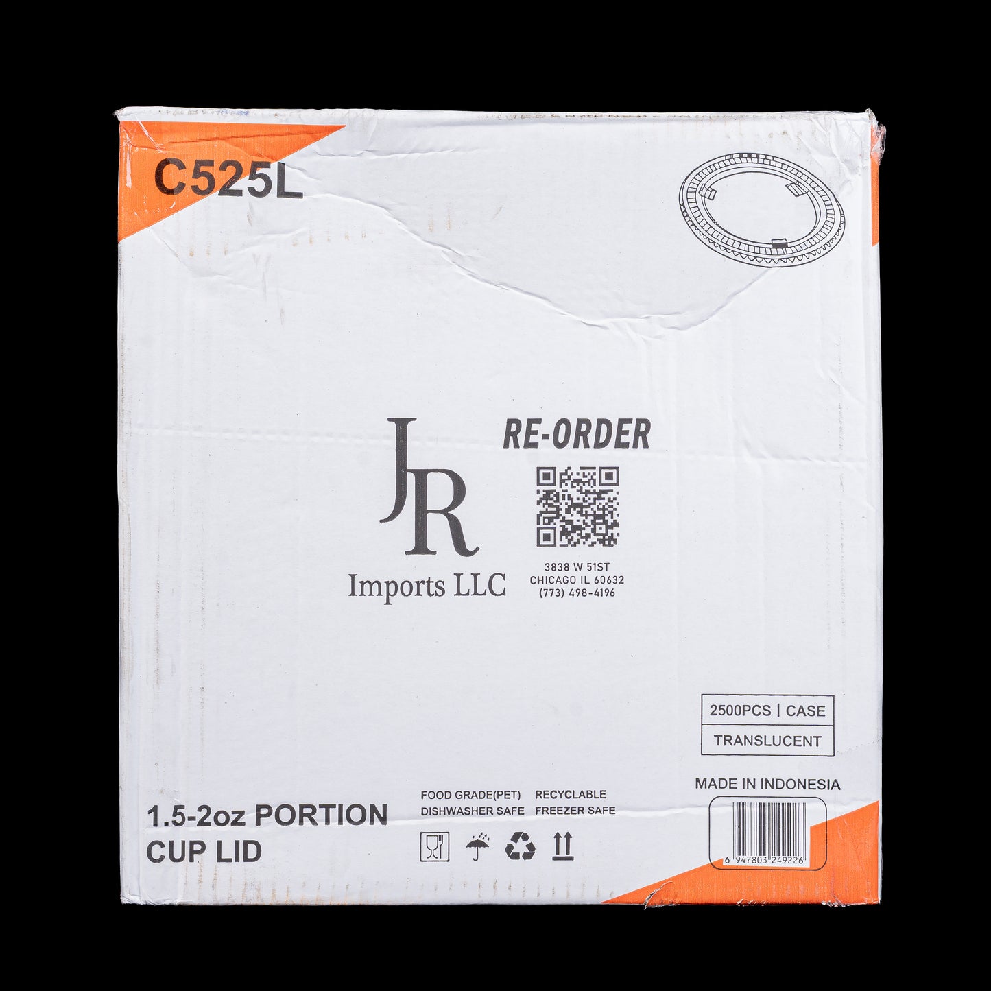 JR Imports 1.5-2oz Portion Cup Lid Translucent 2500 pcs / Case