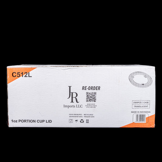JR Imports 1oz Portion Cup Lid C512L Translucent 2500 pcs / Case