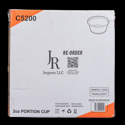 JR Imports 2oz Portion Cup Translucent 2500 pcs / Case