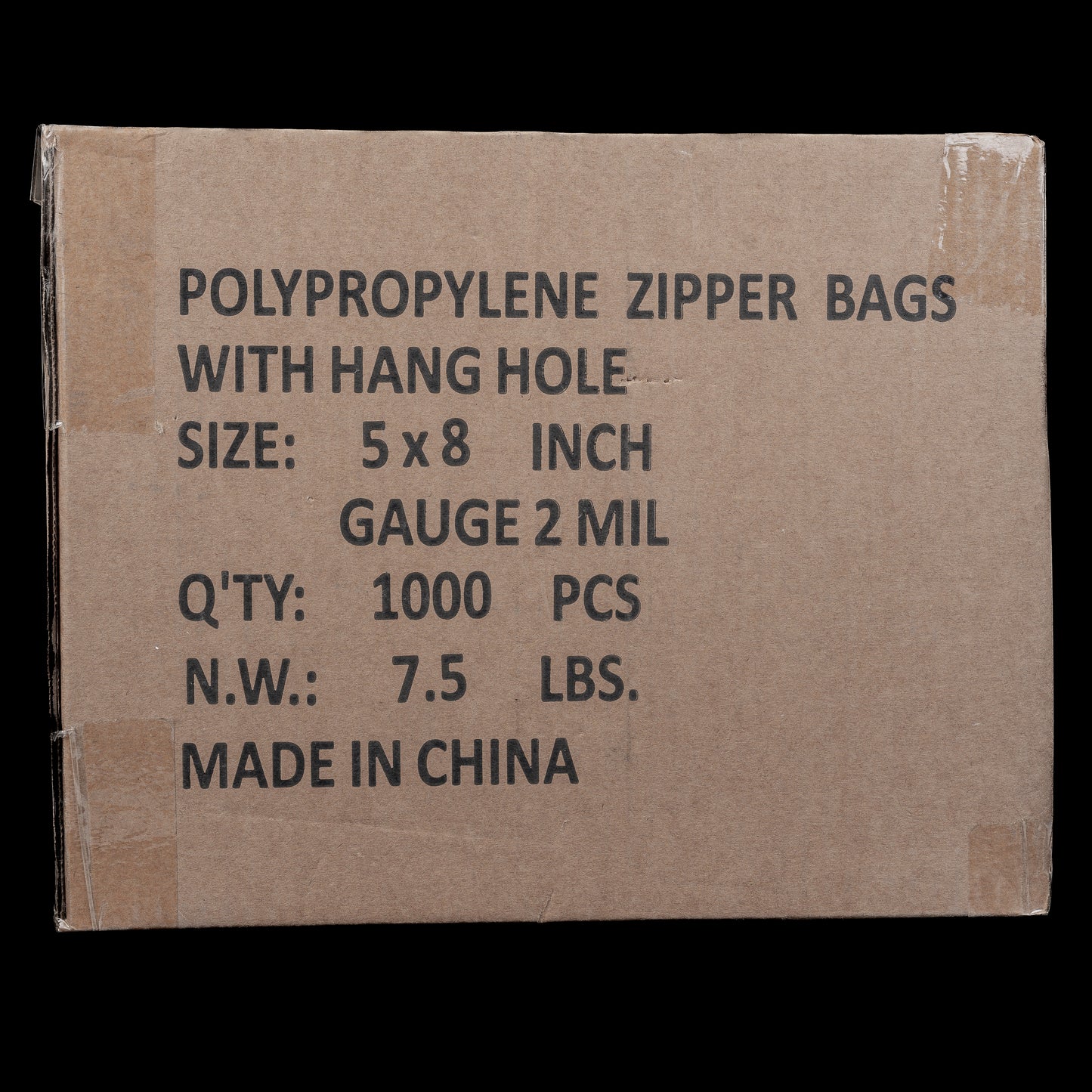 JR Imports 5X8 Polypropylene Zipper Bags with Hang Hole 2Mil / 1000pcs