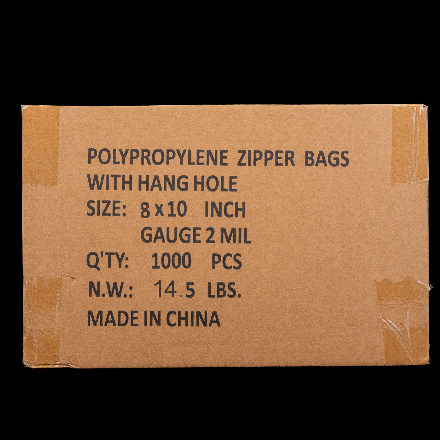 JR Imports 8X10 Polypropylene Zipper Bags with Hang Hole 2Mil / 1000pcs