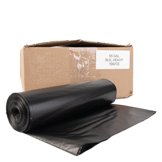 JR Imports Black Heavy Duty Trash 55 gal 1.2 Mil Bags(Bolsa De Basura) 100pcs