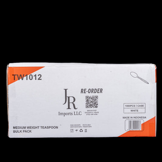 JR Imports Medium Weight White Teaspoon Bulk Pack 1000 pcs / Case