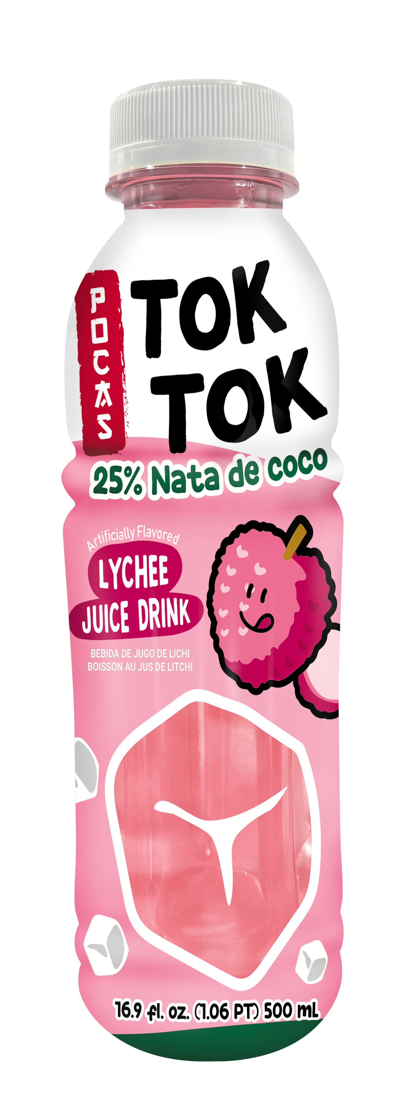 POCAS TOK TOK 25% Nata de Coco Lychee Juice Drink 16.9fl/500ml