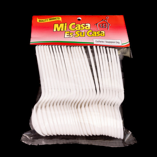 Mi Casa Es Su Casa White Plastic Soupspoons