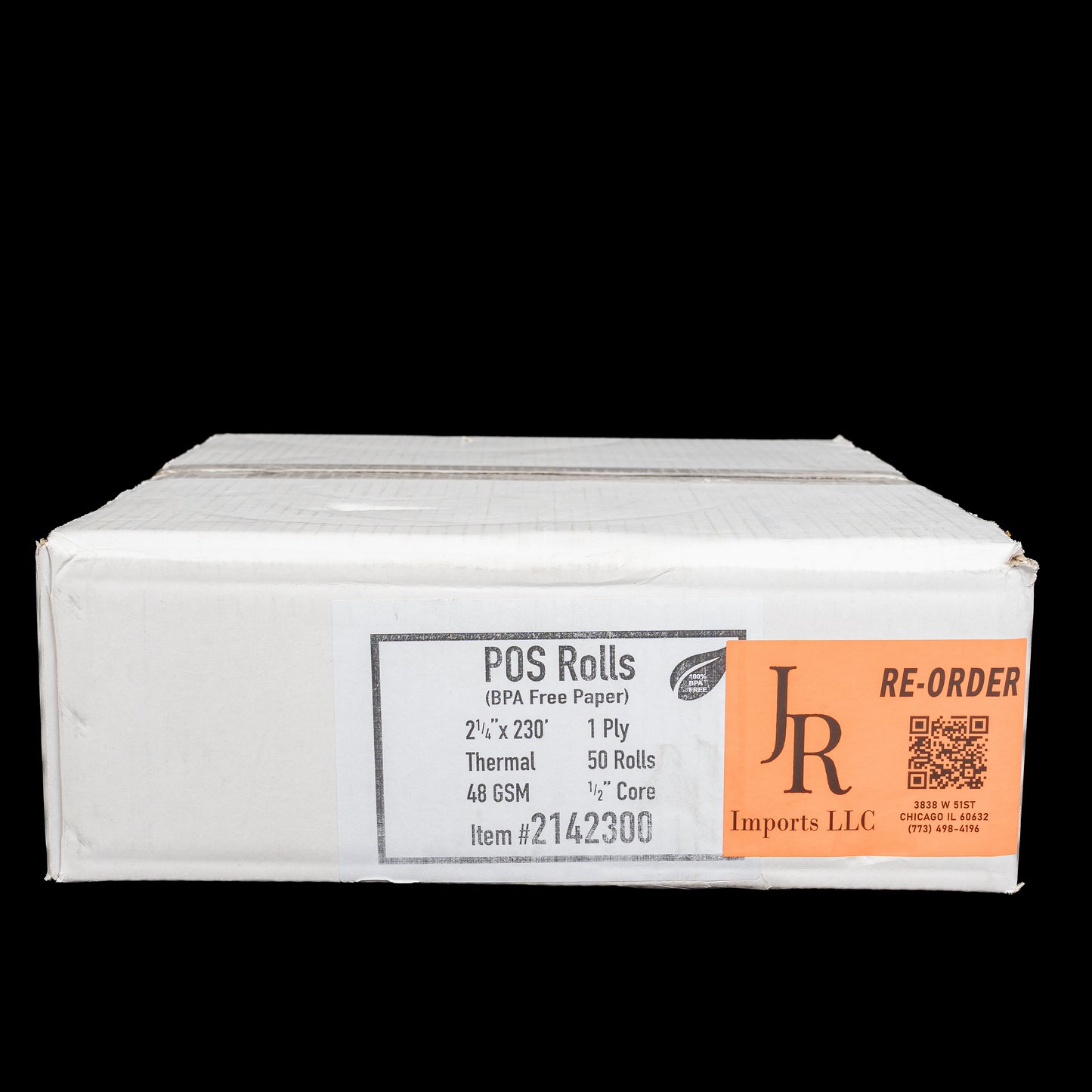 POS Rolls BPS Free Paper Thermal 48 GSM 1 Ply 2 1/4X230 Rolls 1/2"Core