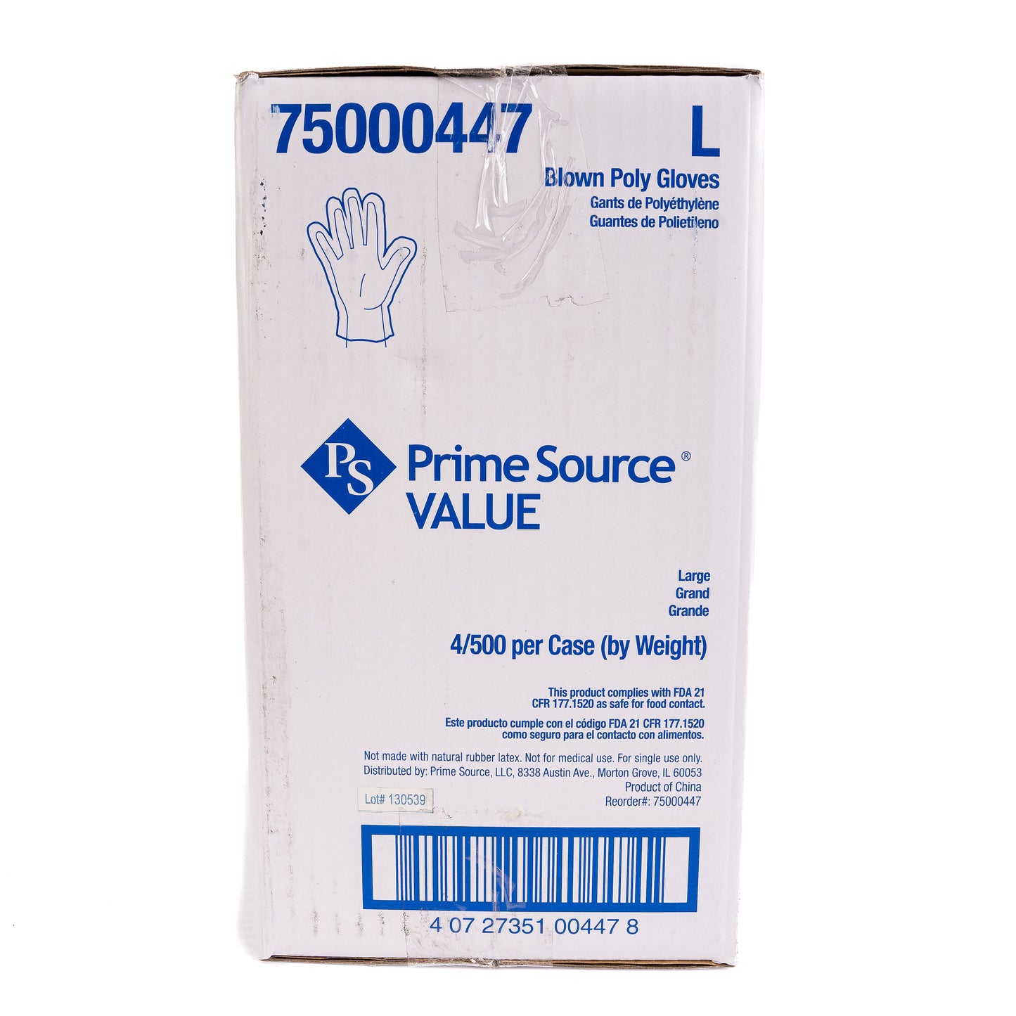 PS Prime Source Value Poly Clear Gloves Large 1X4
