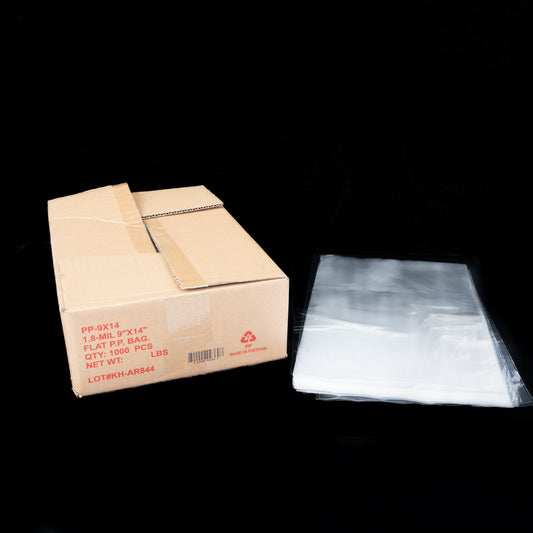 PP 9X14 Flat PP Bags 1000pc/Bags 2 MIL