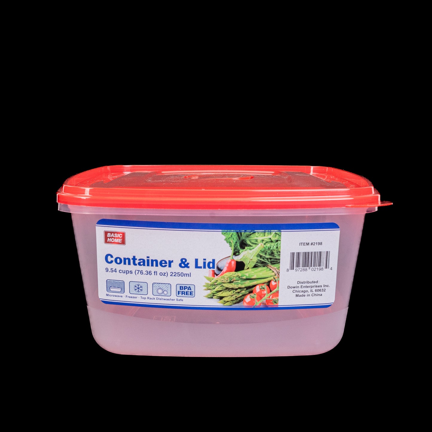 Plastic Food Square Container Xtralarge 76.36 Fl Oz Tupper Rojo