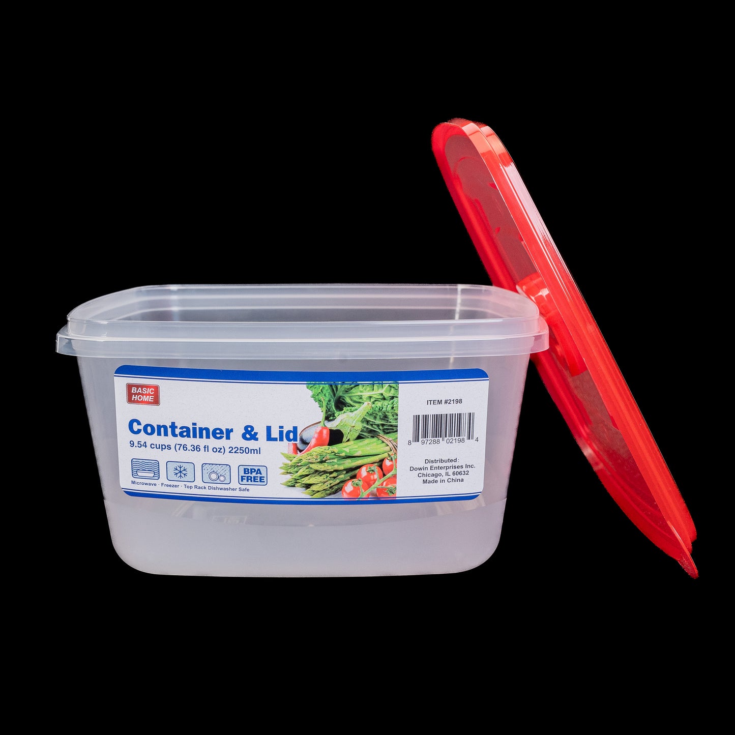 Plastic Food Square Container Xtralarge 76.36 Fl Oz Tupper Rojo