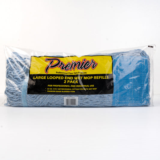 Premier Large Looped End Wet Mop Refills (Cabeza de mapo azul) 2 Pack