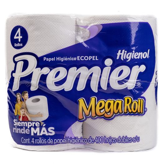 Premier Higienol Mega Roll Toilet Paper Sheets Papel De Baño 400 12/4rls