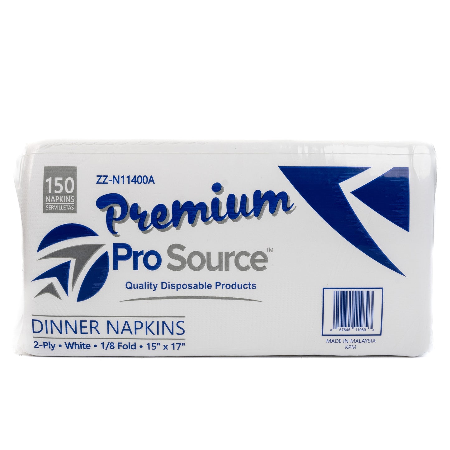 Pro Source Premium Dinner Napkin 1/8 Fold White 2 Ply 15in x 17in
