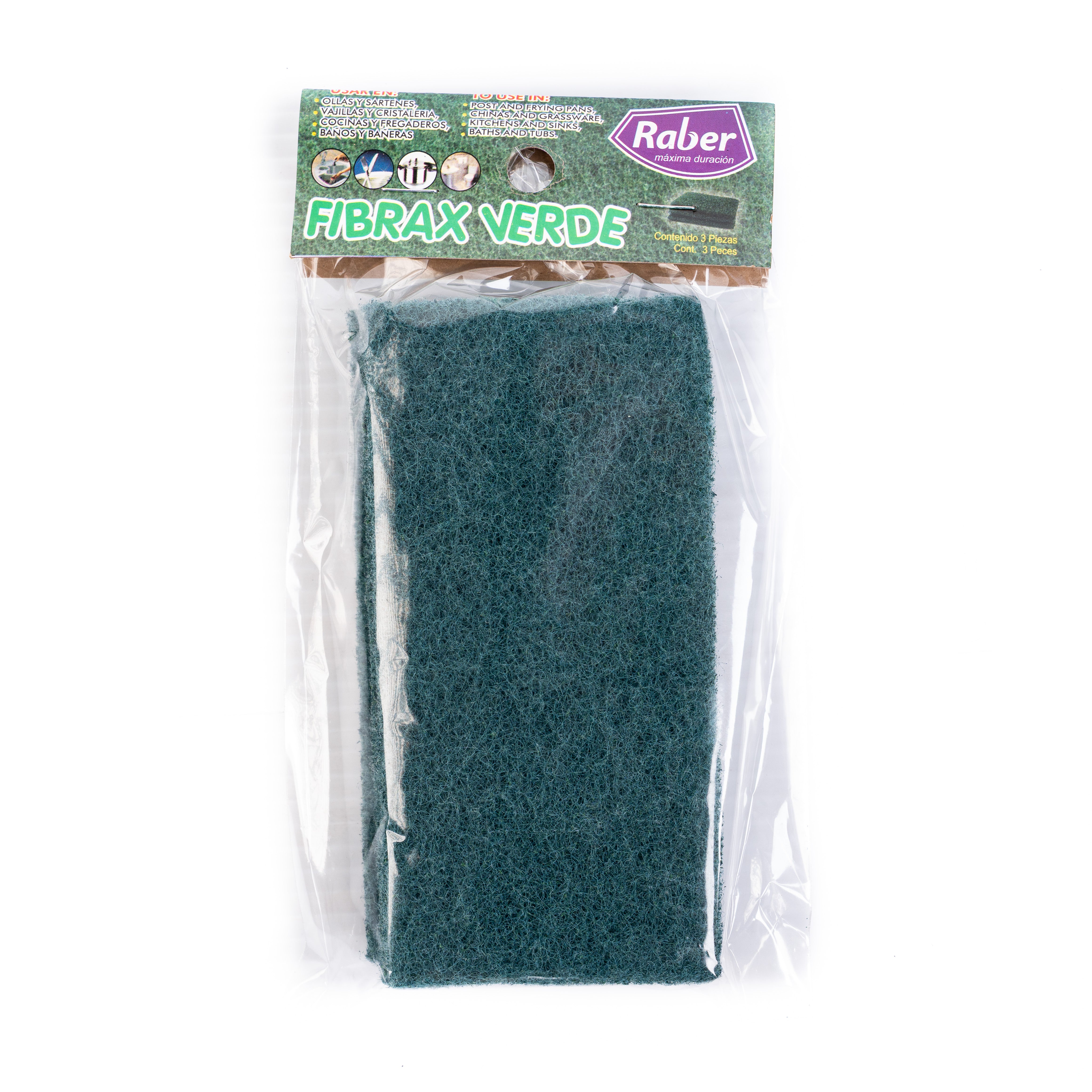 Green Kit Raber Raber Fibra Verde 3 Pack Green Fiber Pad 12/CT – JR Imports LLC