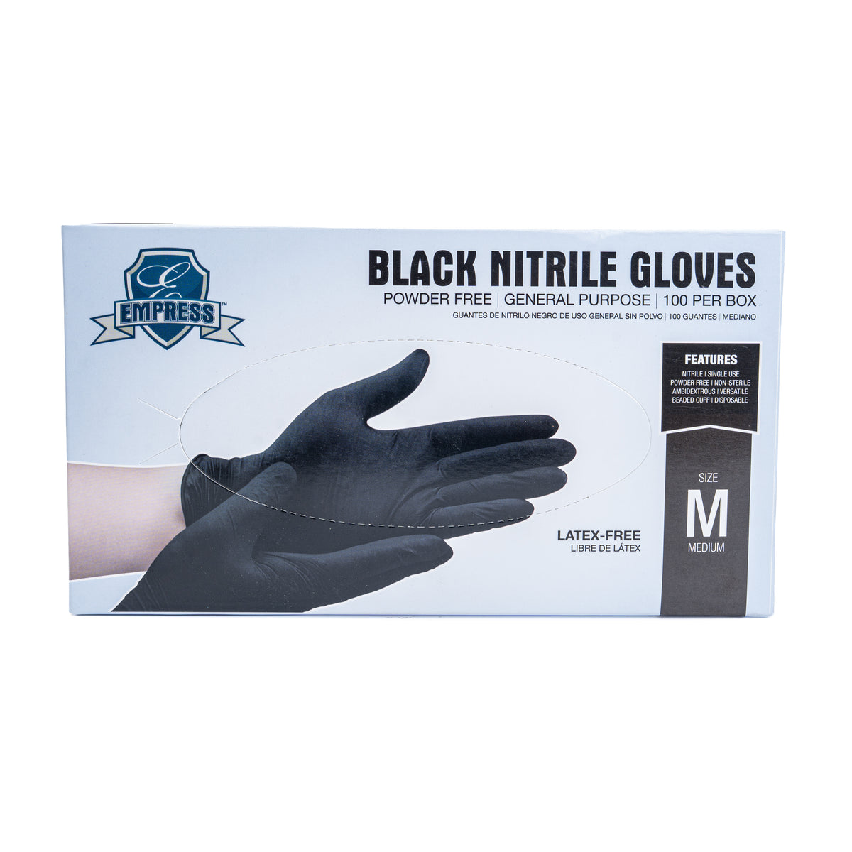 Empress Black Nitrile Gloves Medium 10/100 CT