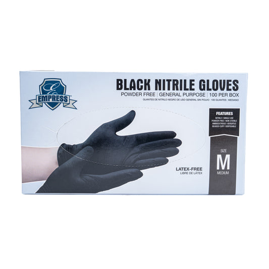 Empress Black Nitrile Gloves Medium 10/100 CT