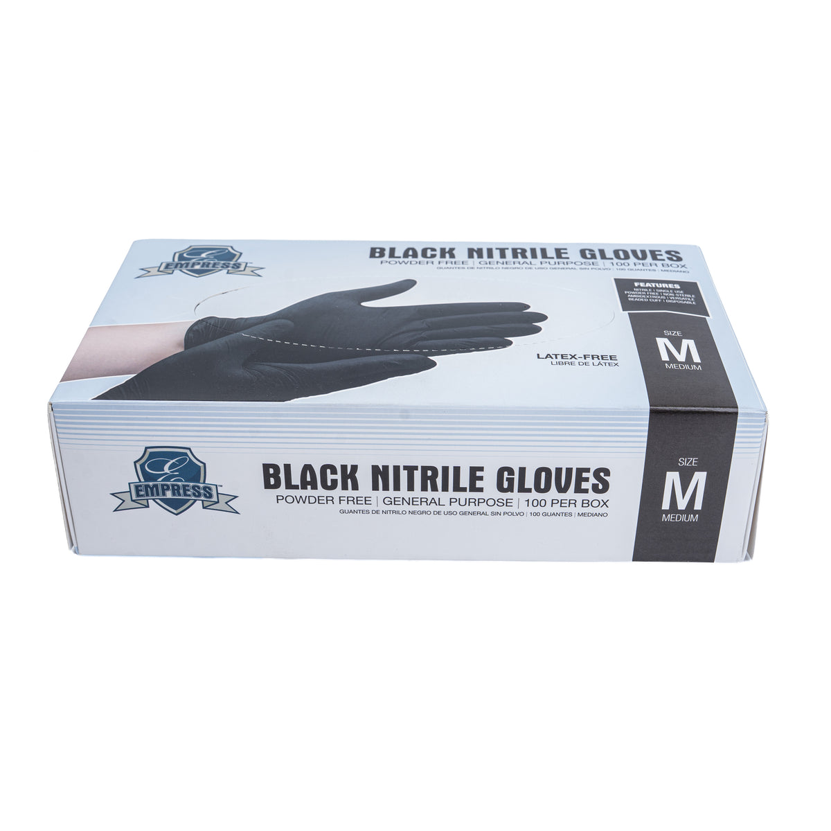 Empress Black Nitrile Gloves Medium 10/100 CT