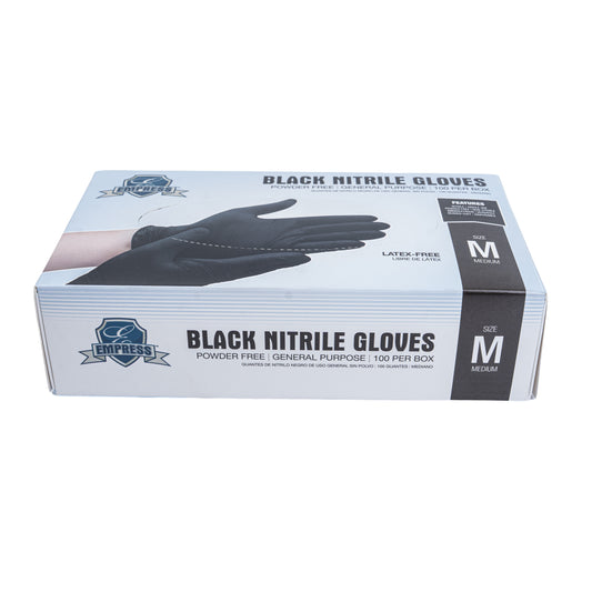Empress Black Nitrile Gloves Medium 10/100 CT