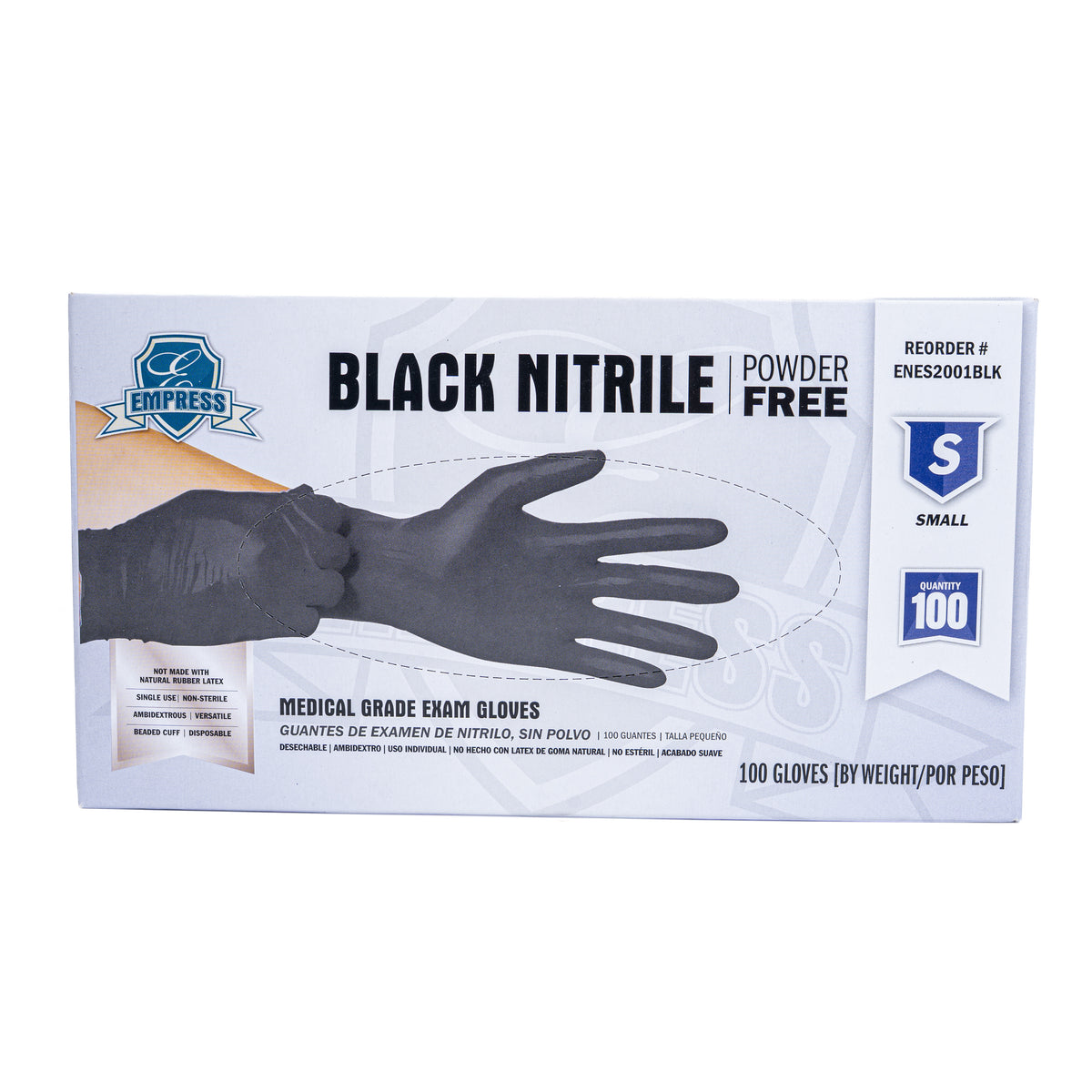Empress Black Nitrile Gloves Small 10/100 CT