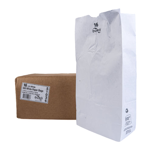 Duro 16 LB White Paper bags 500ct 51036