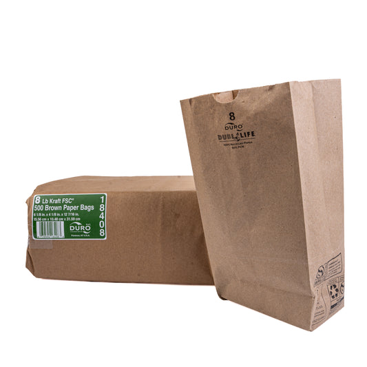 Duro 8 LB Kraft FSC Brown Paper Bags 500 18408