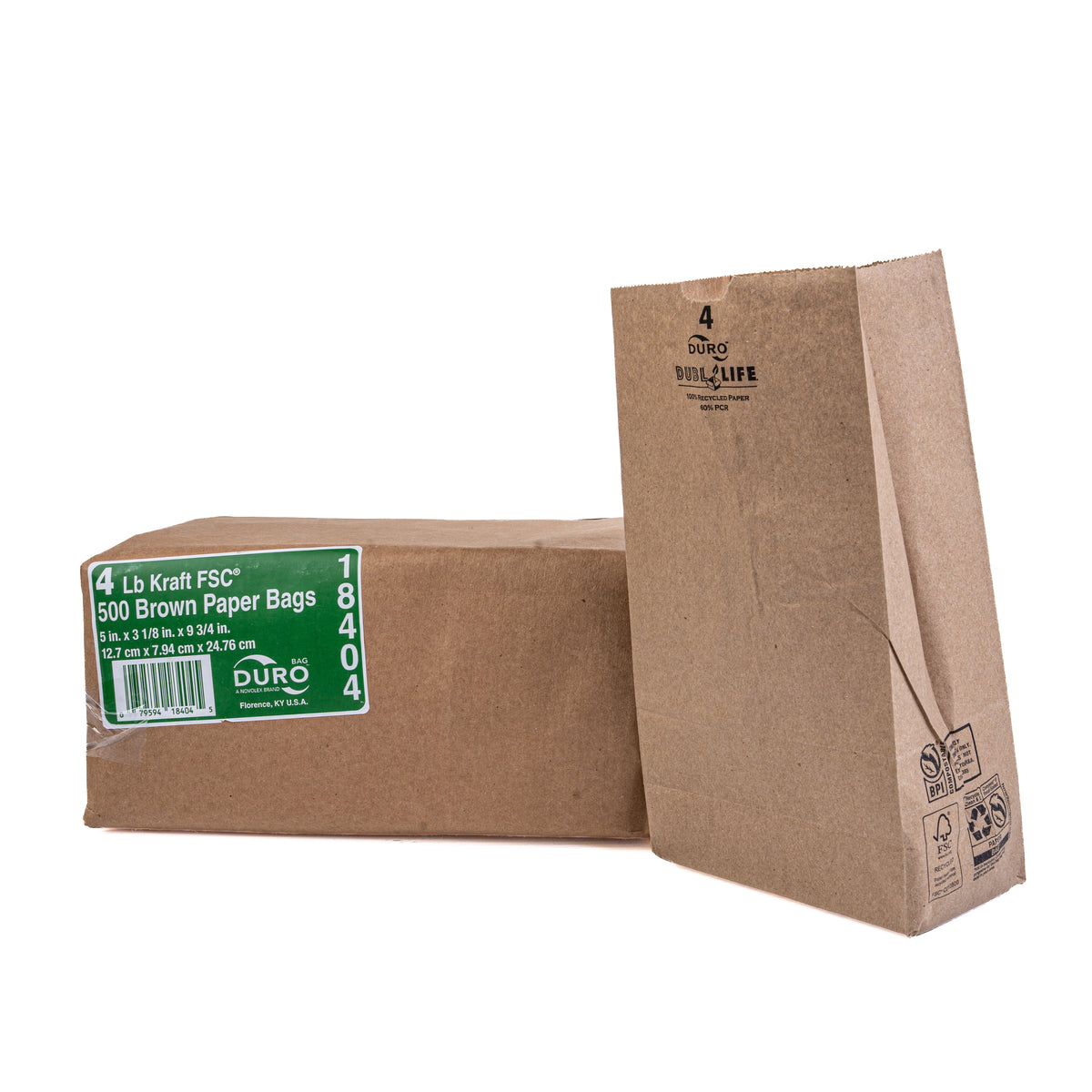 Duro 4 LB Kraft FSC Brown Paper Bags 500 18404