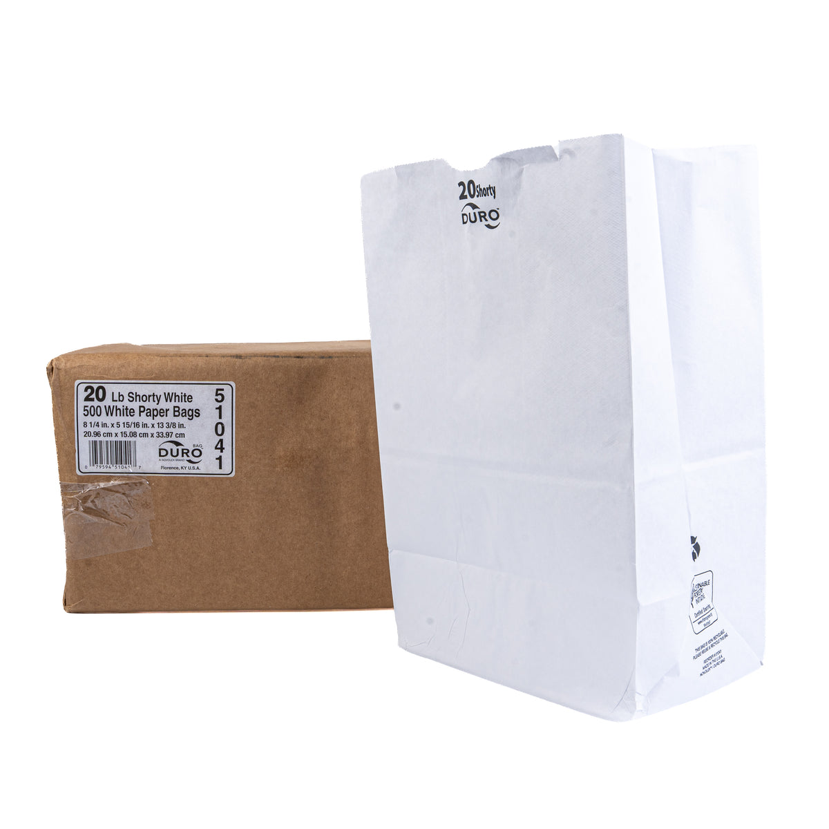 Duro 20 LB White Paper bags 500ct 51041