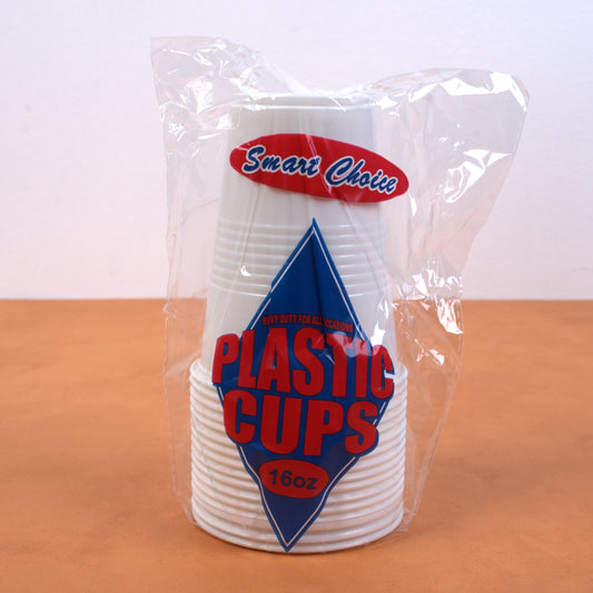 Basic Home White Plastic Cups 16oz (Vaso De Colores Blanco)