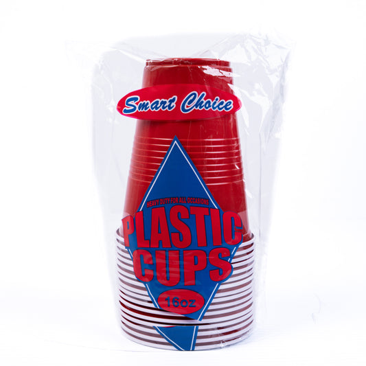 Basic Home Red Plastic Cups 16pc(Vaso De Colores Rojo)