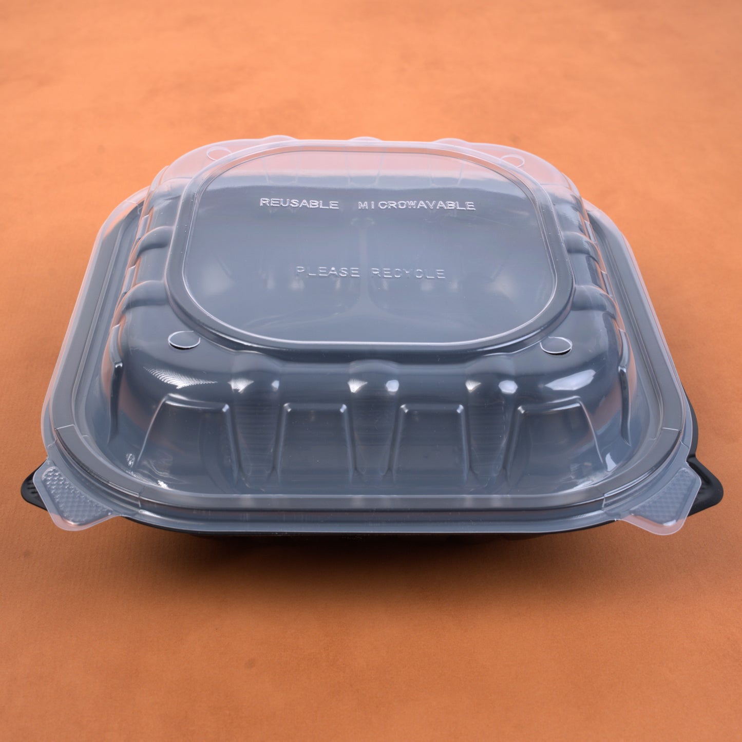 9x9 3 Comp Black Bottom Clear Lid (Container De Plastico Anchor)-100
