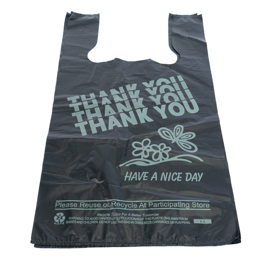 Bolsas 1/6 Negra Thank You Have a Nice Day Black Plastic Shopping Bag 300
