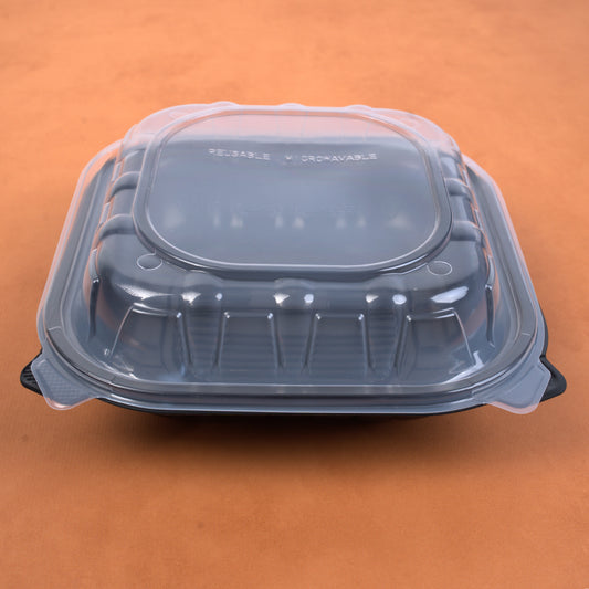 9X9 1 Comp Black Bottom Clear Lid (Container De Plastico Vintage)-100