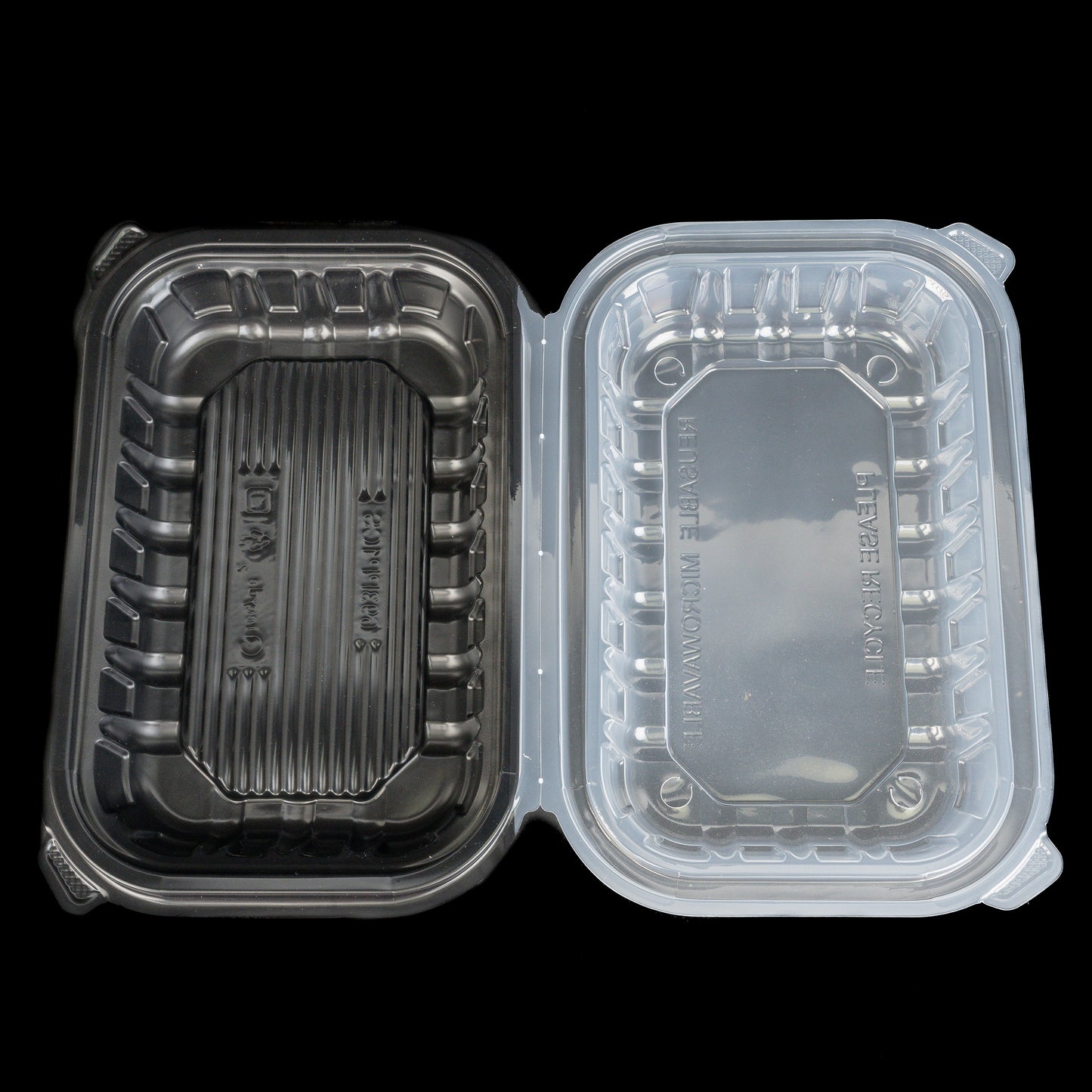 205 Black/Container De Plastico Vintage  9" x 6" x 3" 100 Case